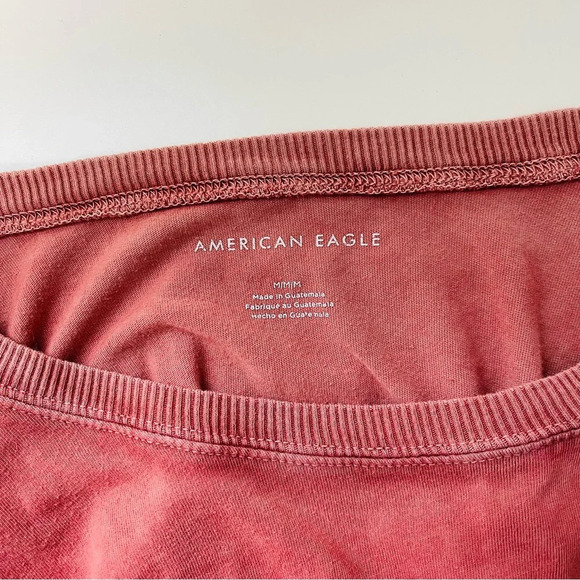 American Eagle 100% Cotton Red Acid Wash Weekend Graphic Boxy Tee Medium Women’s - Picture 9 of 11